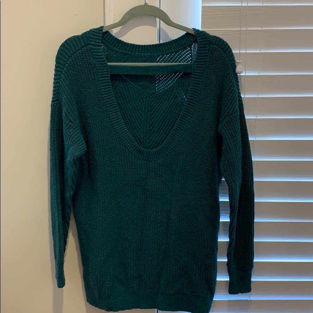 Blue tunic sweater open-back